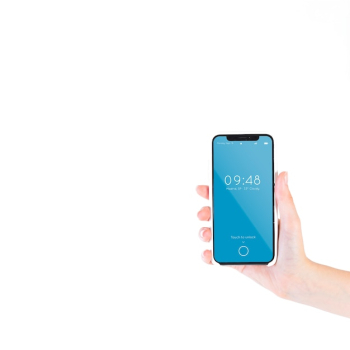 Hand holding smartphone mockup