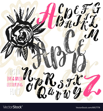 hand made brush and ink typeface handwritten retro