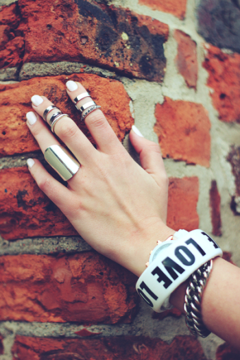Hand on the bricks Hand on the bricks