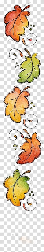 Hand-painted autumn leaves transparent background PNG clipart