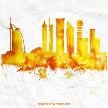Hand painted Dubai skyline Hand painted Dubai skyline