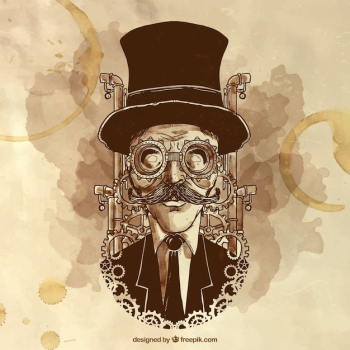 Hand painted steampunk man illustration Hand painted steampunk man illustration