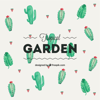 Hand painted tropical garden background Hand painted tropical garden background