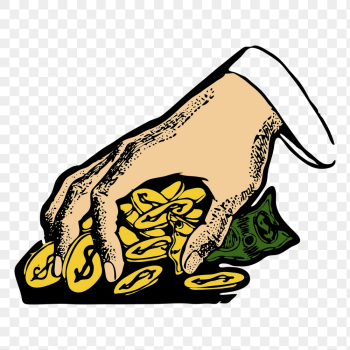 Hand png grabbing coins clipart, | Free PNG Illustration - rawpixel