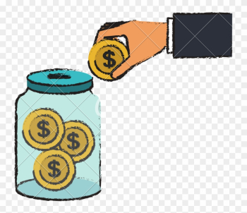 Hand Saver With Glass Jar And Coins Money - Jar Hand Saver With Glass Jar And Coins Money - Jar