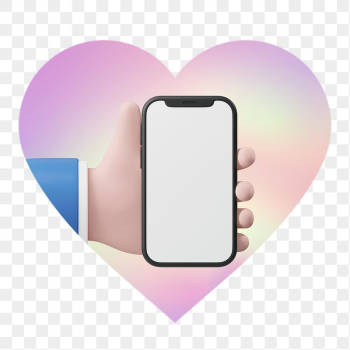 Hand using phone png, heart | Free PNG - rawpixel