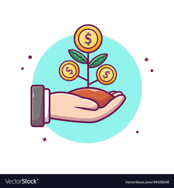 hand with coin plant cartoon hand with coin plant cartoon