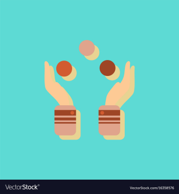 Hands juggling with balls in sticker style vector image Hands juggling with balls in sticker style vector image