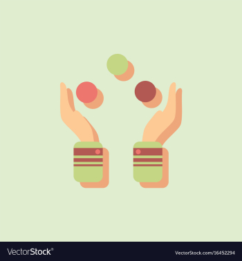 Hands juggling with balls in sticker style vector image Hands juggling with balls in sticker style vector image
