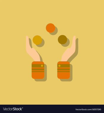 Hands juggling with balls in sticker style vector image Hands juggling with balls in sticker style vector image