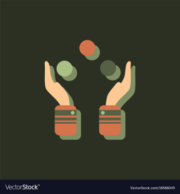 Hands juggling with balls in sticker style vector image Hands juggling with balls in sticker style vector image