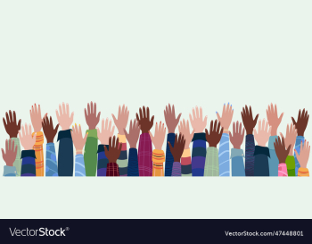 hands raised up different people