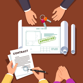 Hands signing house or apartment contract Hands signing house or apartment contract