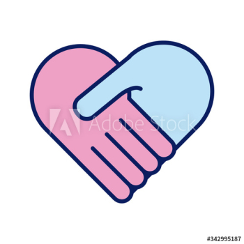 handshake with heart shape solidarity line and fill style