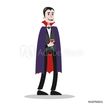 Handsome man in a vampire costume
