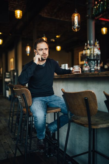 Handsome young man in a pub Handsome young man in a pub