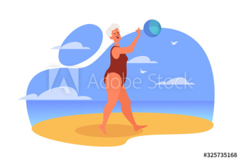 Happy and active senior spending time on the beach Happy and active senior spending time on the beach