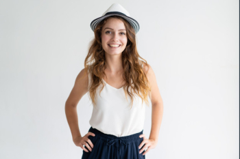 Happy beautiful woman wearing summer clothes Happy beautiful woman wearing summer clothes