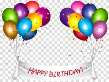 Happy birthday balloons with graffiti , Birthday cake Party Banner , Birthday transparent background PNG clipart