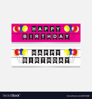 happy birthday party flags banner with balloon