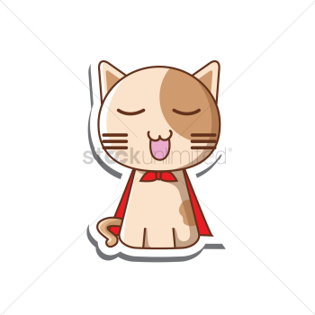 Happy cat cartoon with cape Happy cat cartoon with cape