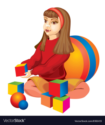 Happy Child Playing with Blocks vector image Happy Child Playing with Blocks vector image