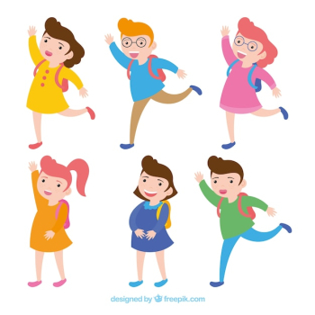 Happy children back to school with flat design