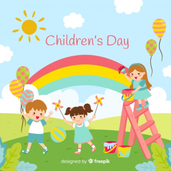 Happy children's day background in flat design Free Vector Happy children's day background in flat design Free Vector