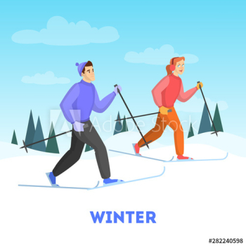 Happy couple on ski Happy couple on ski
