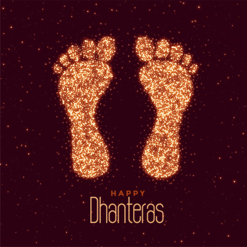 Happy dhanteras festival greeting with feet print Free Vector Happy dhanteras festival greeting with feet print Free Vector