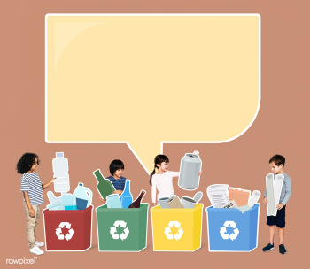 Happy diverse kids recycling garbage | Free stock psd mockup - 492011