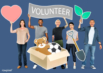 Happy diverse people holding volunteer banner | Free stock photo - 469349 Happy diverse people holding volunteer banner | Free stock photo - 469349