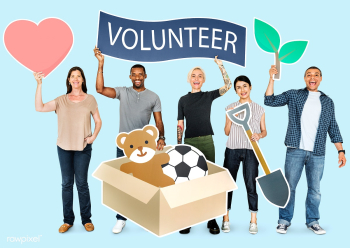 Happy diverse people holding volunteer banner | Free stock photo - 469363 Happy diverse people holding volunteer banner | Free stock photo - 469363