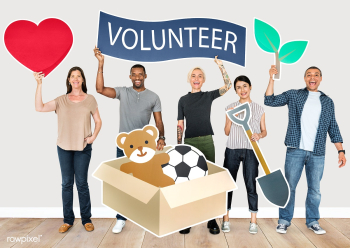 Happy diverse people holding volunteer banner | Free stock photo - 469524 Happy diverse people holding volunteer banner | Free stock photo - 469524