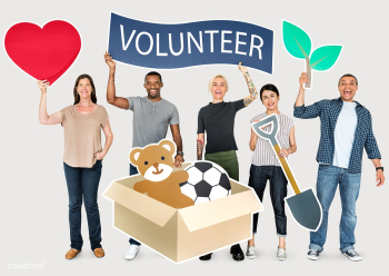 Happy diverse people holding volunteer banner | Free stock photo - 469675 Happy diverse people holding volunteer banner | Free stock photo - 469675