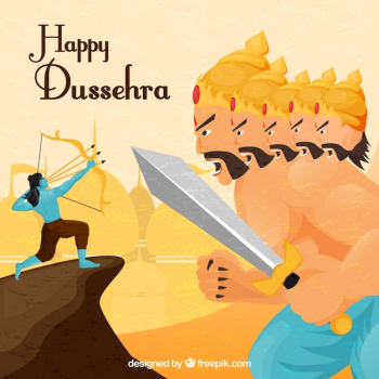 Happy dussehra background with archer fighting warrior