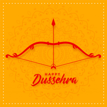Happy dussehra festival card with bow and arrow Free Vector Happy dussehra festival card with bow and arrow Free Vector
