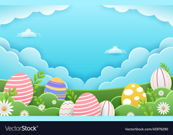 happy easter background with decorated easter eggs