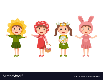 happy easter cute cartoon character set