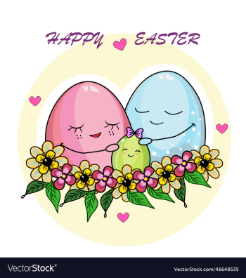 happy easter family of easter eggs