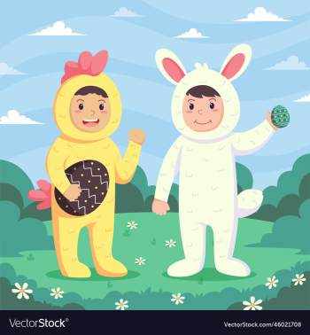 happy easter greeting card cute kids are wearing