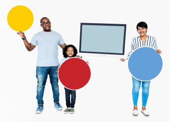 Happy family holding round boards and a scree.. | Free stock psd mockup - 490647 Happy family holding round boards and a scree.. | Free stock psd mockup - 490647