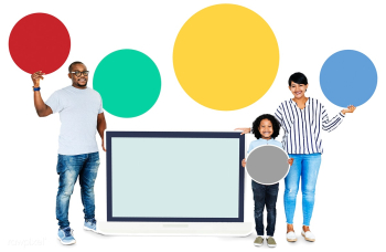 Happy family holding round boards and a scree.. | Free stock psd mockup - 490680 Happy family holding round boards and a scree.. | Free stock psd mockup - 490680