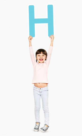 Happy girl holding the letter H | Free stock psd mockup - 491946 Happy girl holding the letter H | Free stock psd mockup - 491946