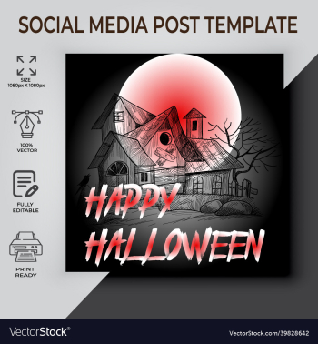 happy halloween social media post design