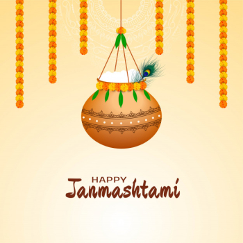 Happy janmashtami festival background with hanging pot Free Vector Happy janmashtami festival background with hanging pot Free Vector