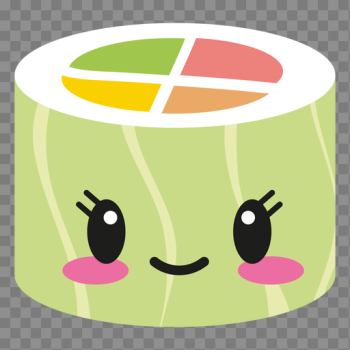 Happy kawaii face sushi roll food - Transparent PNG & SVG vector