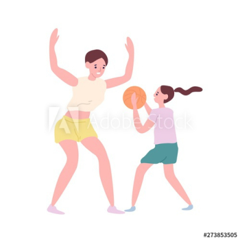 Happy mother and daughter playing basketball Happy mother and daughter playing basketball