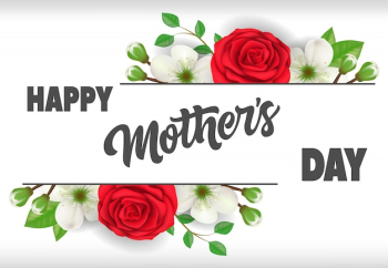 Happy Mother Day lettering with roses. Mothers Day greeting card.