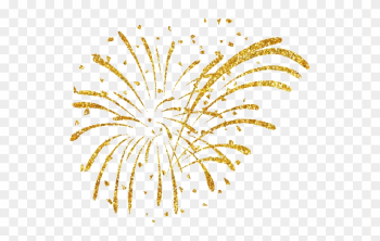 Happy New Year Fireworks Clipart - Gold Fireworks White Background